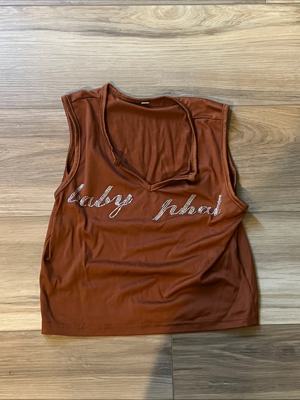 Rust Sleeveless Rhinestone 'baby phat' Tank Top